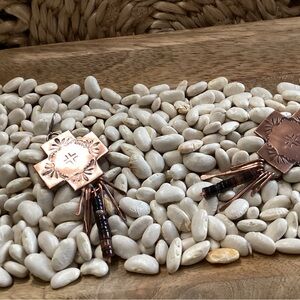 Copper, Sterling Silver Hand Stamped Earrings